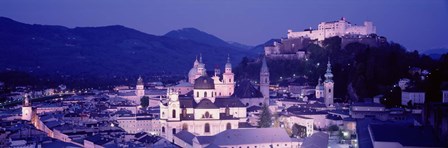Austria, Salzburg, Panoramic view of the city in dusk by Panoramic Images art print