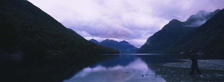 Mountains overlooking a lake, Fiordlands National Park, Southland, South Island, New Zealand by Panoramic Images art print