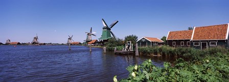 Open air museum at the waterfront, Zaanse Schans, Zaanstad, North Holland, Netherlands by Panoramic Images art print