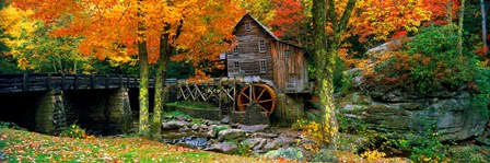 Glade Creek Grist Mill, Babcock State Park, West Virginia (bright leaves) by Panoramic Images art print