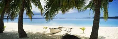 Outrigger boat on the beach, Aitutaki, Cook Islands by Panoramic Images art print