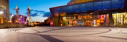 The Lowry complex at dusk, Salford Quays, Greater Manchester, England by Panoramic Images art print