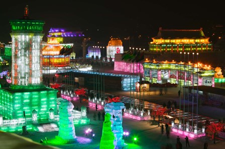 Harbin International Ice and Snow Sculpture Festival, Harbin, Heilungkiang Province, China by Panoramic Images art print
