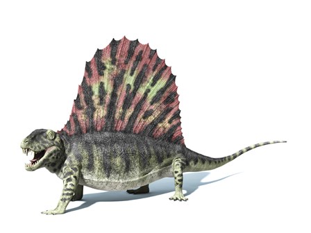 3D Rendering of a Dimetrodon Dinosaur by Leonello Calvetti/Stocktrek Images art print