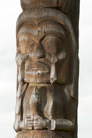 Gitksan totem pole, Kispiox Village, British Columbia by Paul Colangelo / Danita Delimont art print