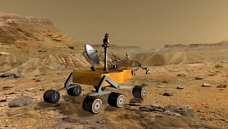 Mars Science Laboratory Travels Near a Canyon on Mars by Stocktrek Images art print