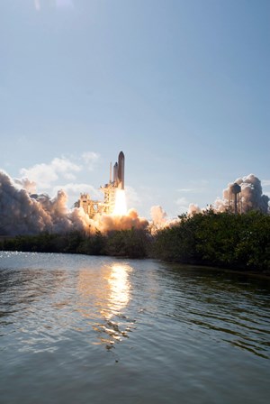 Space Shuttle Discovery launch by Stocktrek Images art print
