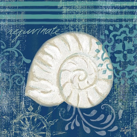 Navy Blue Spa Shells I by Rebecca Lyon art print