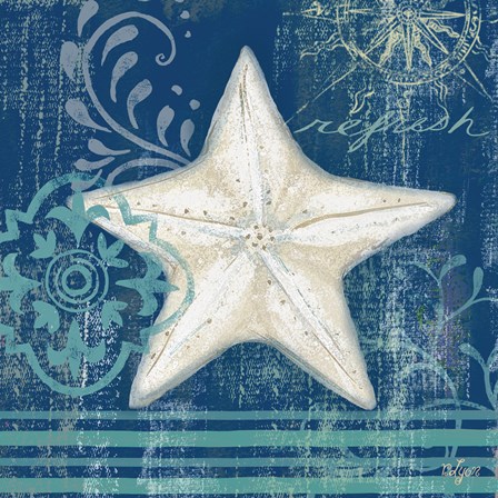 Navy Blue Spa Shells IV by Rebecca Lyon art print