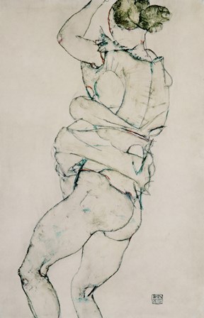 Standing Semi-Nude With Raised Left Arm, 1914 by Egon Schiele art print