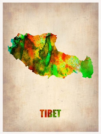 Tibet Watercolor Map by Naxart art print