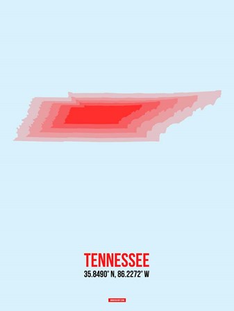 Tennessee Radiant Map 3 by Naxart art print