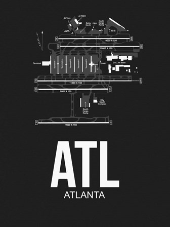 ATL Atlanta Airport Black by Naxart art print
