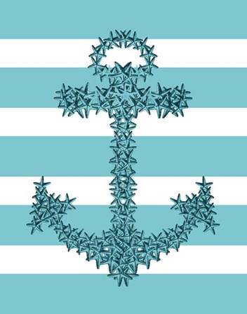 Starfish Anchor in Turquoise and White by Fab Funky art print