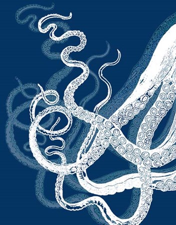 Octopus Tentacles Blue And White by Fab Funky art print