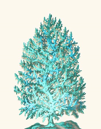 Coral Tree Turquoise on Cream by Fab Funky art print