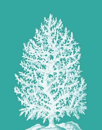 Coral Tree White on Turquoise by Fab Funky art print