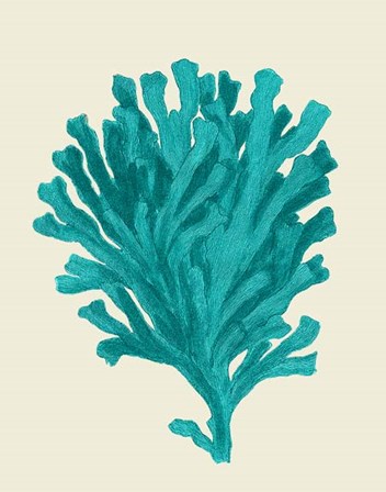 Corals Turquoise On Cream d by Fab Funky art print