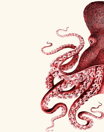 Octopus Red and White a by Fab Funky art print