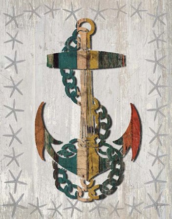 Distressed Wood Style Anchor 1 by Fab Funky art print