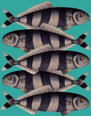 Blue Striped Fish by Fab Funky art print