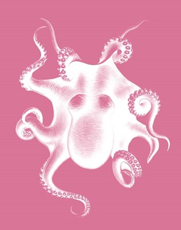 Octopus White on Pink c by Fab Funky art print