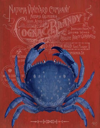 Crab Prohibition Crab On Red by Fab Funky art print