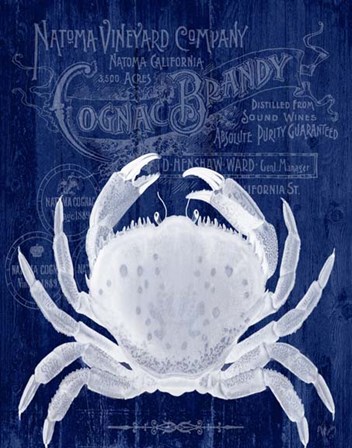 Crab Prohibition Crab On Blue by Fab Funky art print