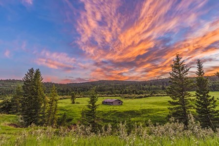 Sunset over a Log Cabin by Alan Dyer/Stocktrek Images art print