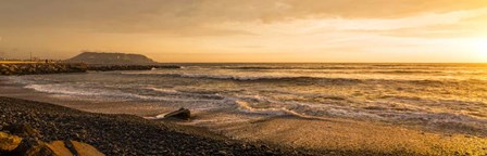 Surf on beach at dusk, Playa Waikiki, Miraflores District, Lima, Peru by Panoramic Images art print