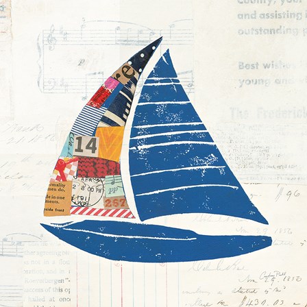 Nautical Collage IV on Newsprint by Courtney Prahl art print