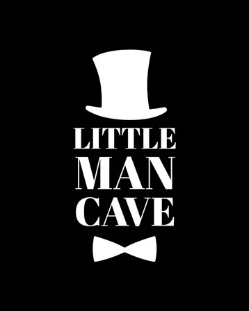 Little Man Cave Top Hat and Bow Tie - Black by Color Me Happy art print