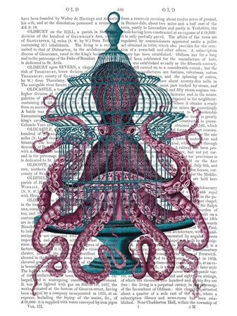 Pink Octopus in Cage by Fab Funky art print