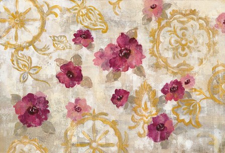 Elegant Fresco Gold Floral by Silvia Vassileva art print