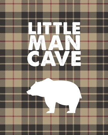Little Man Cave - Bear Tan Plaid Background by Color Me Happy art print