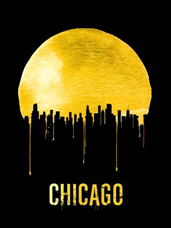 Chicago Skyline Yellow by Naxart art print