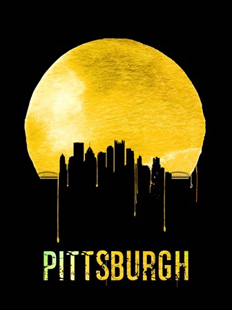 Pittsburgh Skyline Yellow by Naxart art print