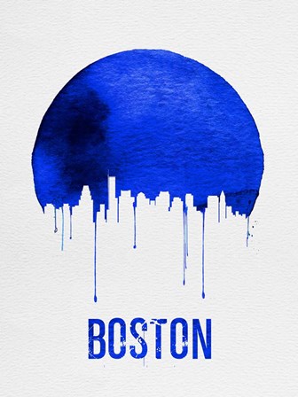 Boston Skyline Blue by Naxart art print