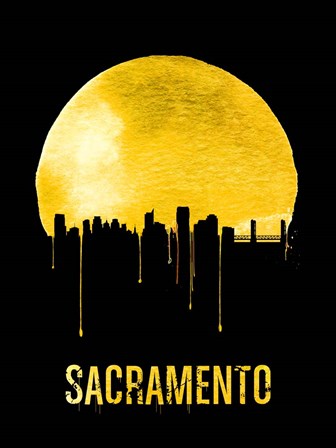 Sacramento Skyline Yellow by Naxart art print