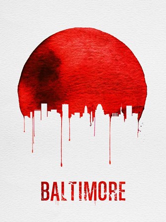Baltimore Skyline Red by Naxart art print