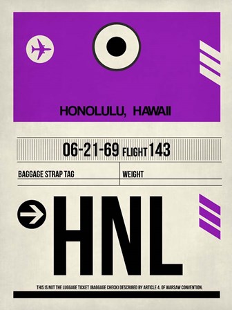 HNL Honolulu Luggage Tag I by Naxart art print
