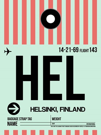 HEL Helsinki Luggage Tag I by Naxart art print