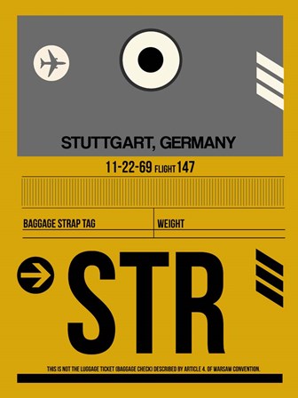 STR Stuttgart Luggage Tag I by Naxart art print