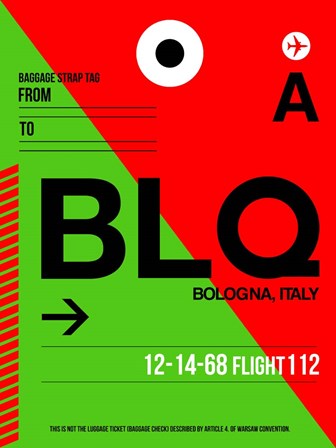 BLQ Bologna Luggage Tag I by Naxart art print