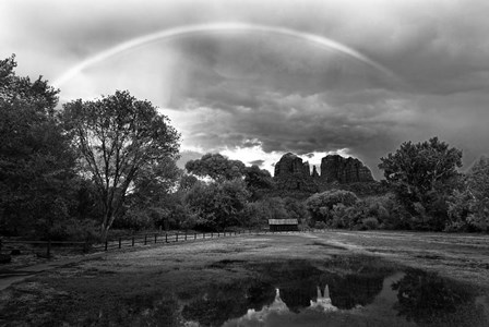 Catherdral Rock Rainbow BW by Tom Brossart art print