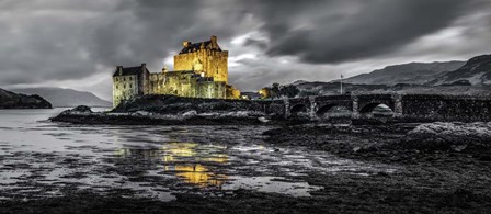 Fairytale Castle Twilight Panorama 2 Black by Duncan art print